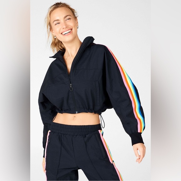 FABLETICS Le Pride Carol Crop Woven Nylon Rainbow Jacket Size XS - Picture 7 of 15